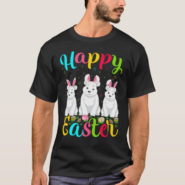 T-shirt Bear  Funny Easter Egg Bunny Polar Bear Happy East (Devant)