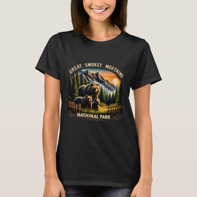 T-shirt Bear Great Smokey Mountains National Park Black Be (Devant)