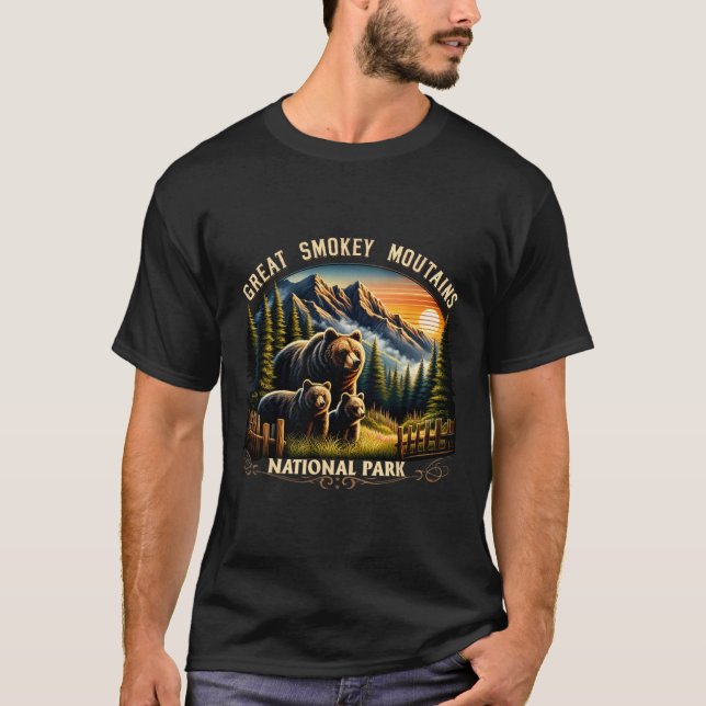 T-shirt Bear Great Smokey Mountains National Park Black Be (Devant)
