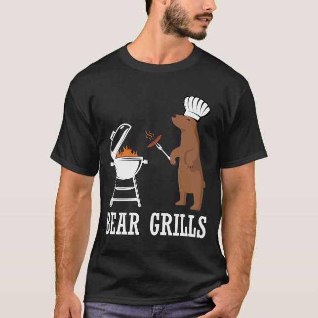 T-shirt Bear Grills Funny BBQ Grilling Cadeau (Devant)