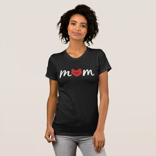T-shirt Bear Heart Mom Minimalist Love (Devant entier)