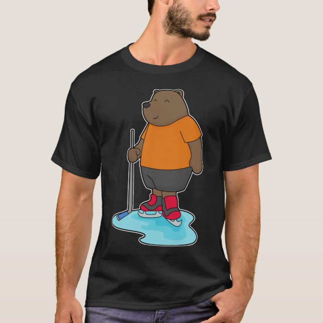T-shirt Bear Ice Hockey bâton de hockey sur glace (Devant)