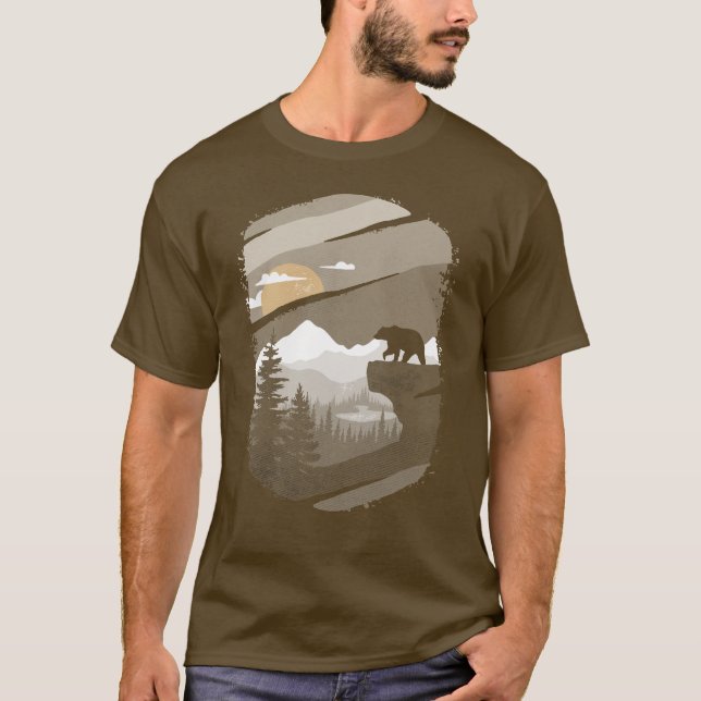 T-shirt Bear Mountain Forest pour hommes garçons (Devant)