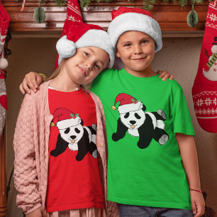 T-shirt Bear Panda de Noël mignonne à Santa Hat Kids
