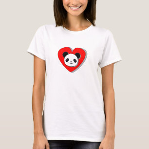 T-shirt Bear Panda Et Dessin De Coeur Rouge