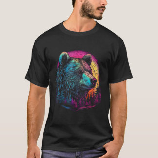 T-shirt Bear Pink sunset Wild animal