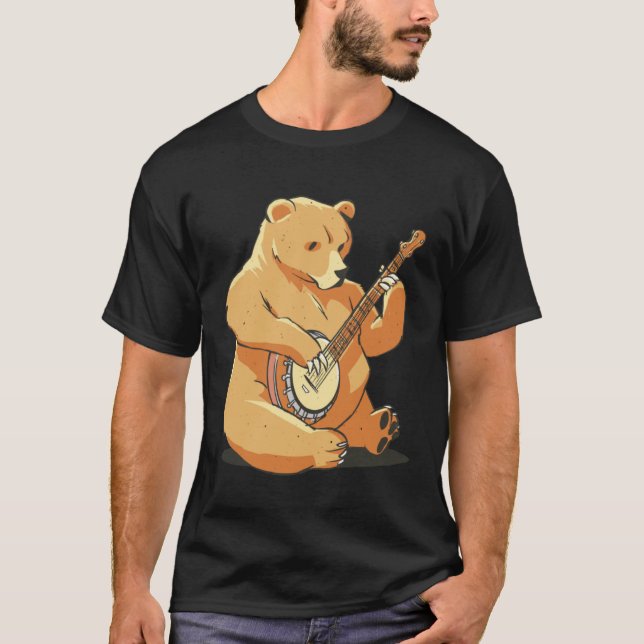 T-shirt Bear plays guitar with instrument for bear friends (Devant)