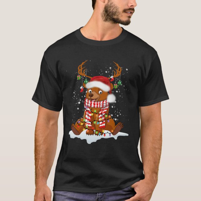 T-shirt Bear Reindeer Santa Noel Costume Dancing On Snow M (Devant)
