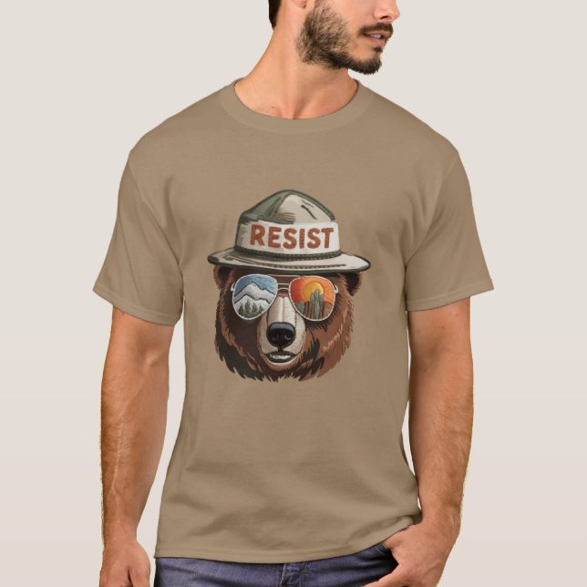 T-shirt Bear Resist Protect Our National Parks Save the en (Devant)