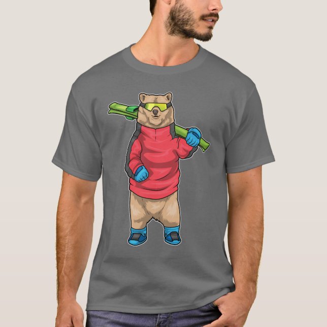 T-shirt Bear Skier Ski lunettes Ski (Devant)