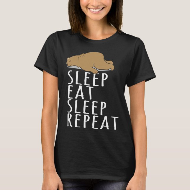 T-shirt Bear Sleep Eat Repeat Slogan Nightdress (Devant)