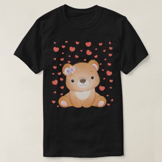 T-shirt Bear Valentine's Day Red Heart's For Bear Lover (Design devant)