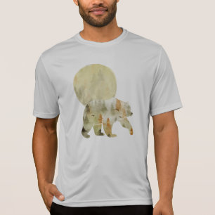 T-shirt Bear Walking in Woods Moon Peint Forêt Faune