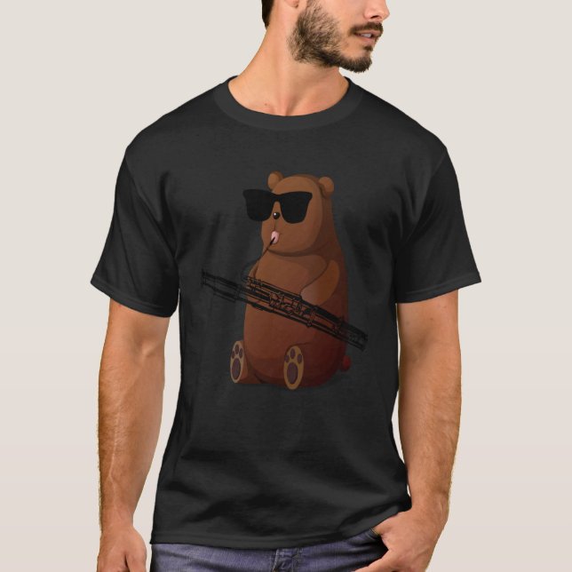 T-shirt Bear Wearing Sunglasses Playing Bassoon (Devant)