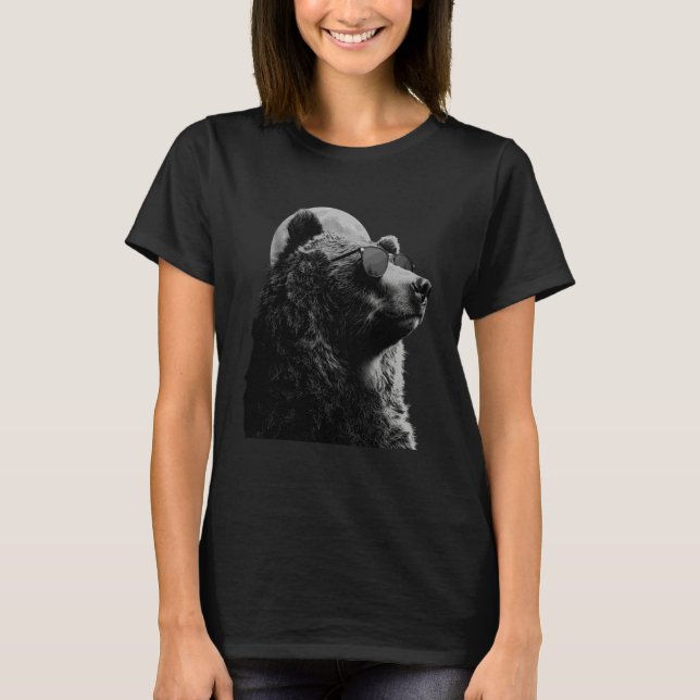 T-shirt Bear Wearing Sunglasses Wildlife Forest Bear Anima (Devant)