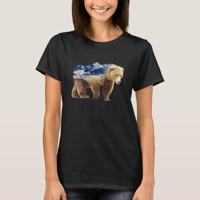 T-shirt Bear Wild Animal Snow Mountain October 18th Alaska (Devant)