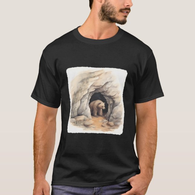 T-shirt Bear With A Hibernation Cave Animal Winter Shelter (Devant)