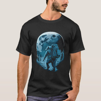 T-shirt Bear With Backpack Travels On The Moon Graphic