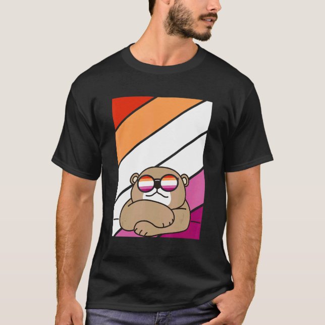 T-shirt Bear With Pride Lesbian Flag LGBTQ Proud Ally Prid (Devant)