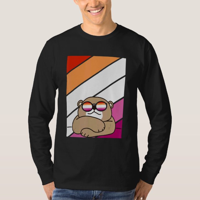 T-shirt Bear With Pride Lesbian Flag LGBTQ Proud Ally Prid (Devant)