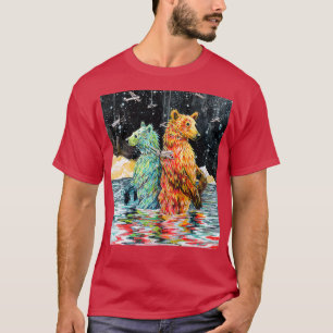 T-shirt Beard Bear Couple Retro Peinture Style classique T