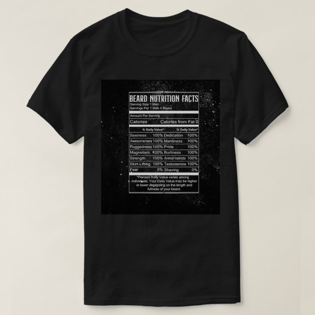 T-shirt Beard Bear Never Mess With Nutrition Facts 1 (Design devant)