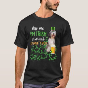 T-shirt Bearded Collie Kiss Me Je suis Irlandais, Irlandai
