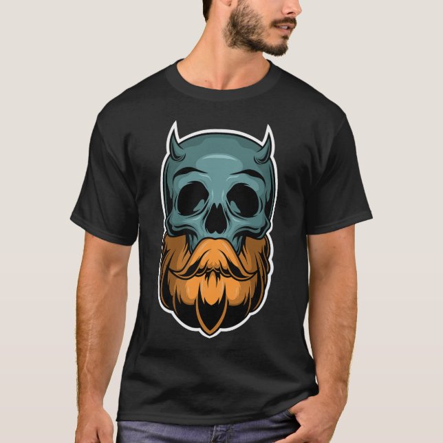 T-shirt Bearded demon skull (Devant)