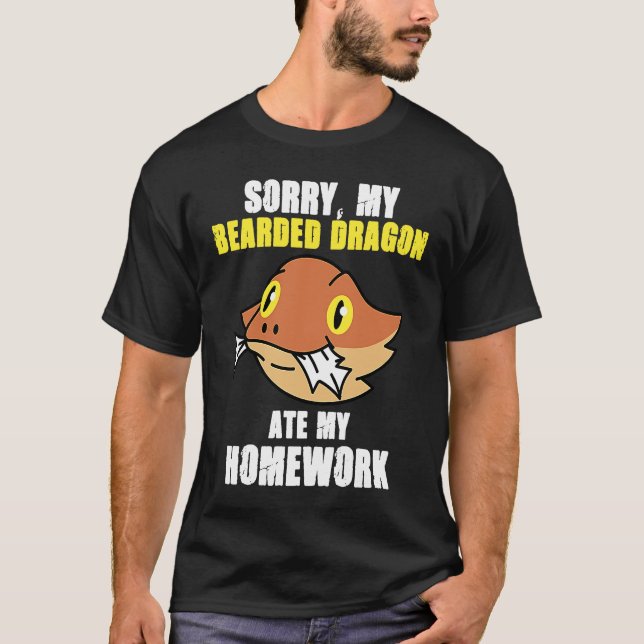 T-shirt Bearded Dragon Ate Homework Reptiles  Pet Owner Gr (Devant)