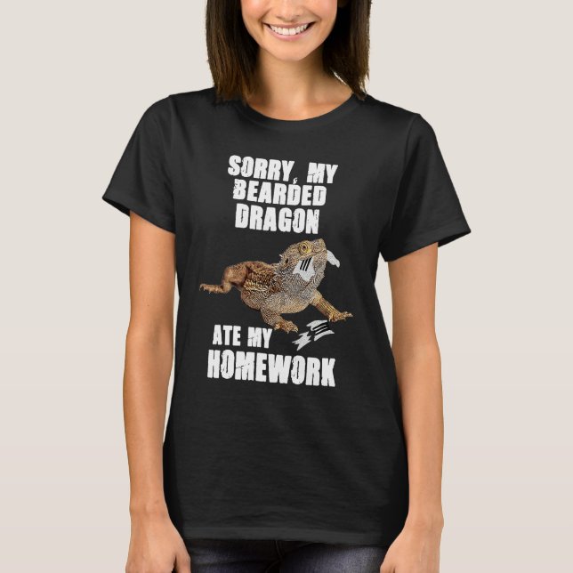 T-shirt Bearded Dragon Ate Homework Reptiles  Pet Owner Gr (Devant)