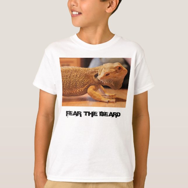 T-shirt bearded dragon beardie "FEAR THE BEARD" (Devant)