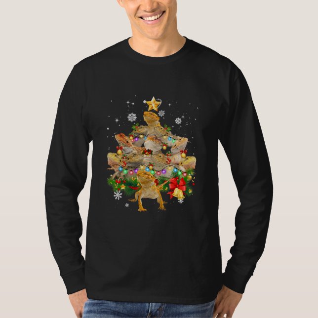 T-shirt Bearded Dragon Christmas Tree Lights Pajamas Xmas (Devant)