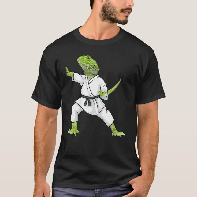 T-shirt Bearded Dragon Karate Lizard Reptile Animal Austra (Devant)