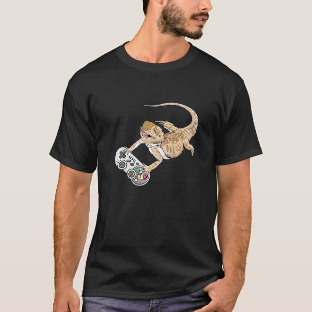 T-shirt Bearded Dragon Playing Video Game Reptiles Pagona (Devant)