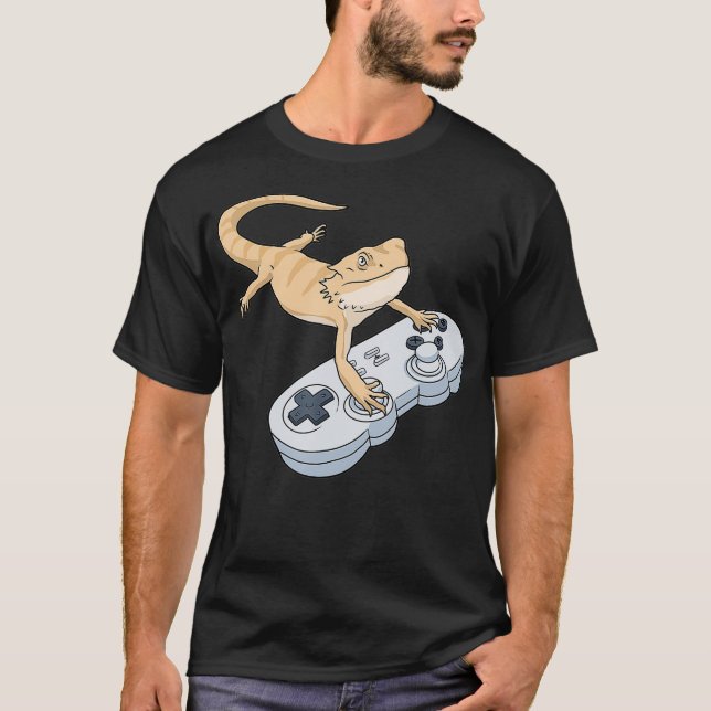 T-shirt Bearded Dragon Video Game Gamer Pagona Bearded Dr. (Devant)