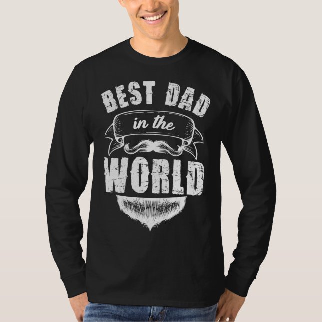 T-shirt Bearded Papa Moustache Bester Papa for World Fathe (Devant)