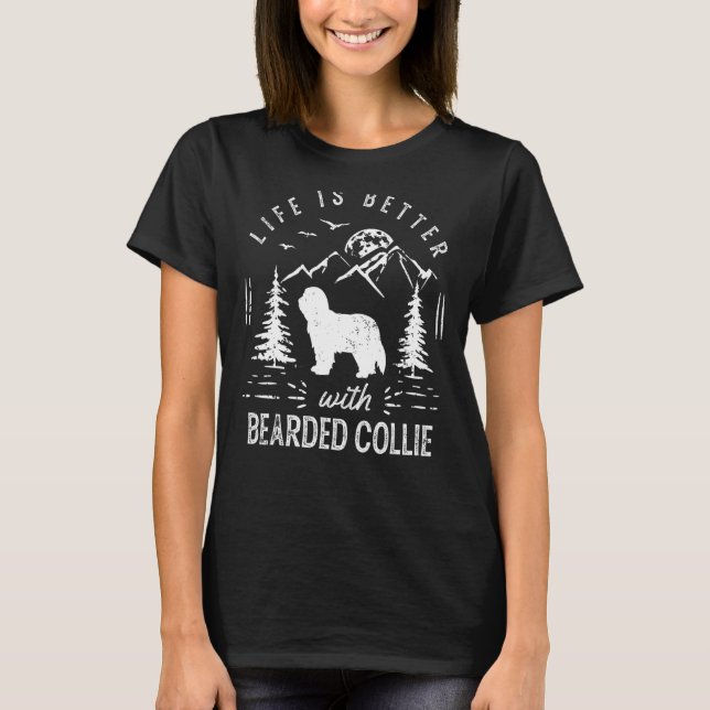 T-shirt Beared Collie Vie Mieux Maman Papa Chien (Devant)