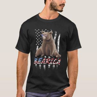 T-shirt Bearica Pun US Drapeau Patriotique Aquarelle Grizz