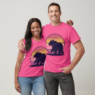 T-shirt Bearly Awake - Amusant Retro Bear Sunset Design