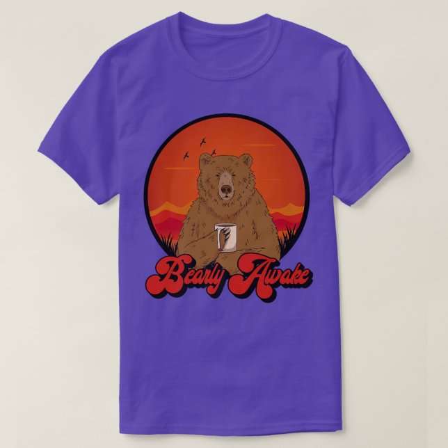 T-shirt Bearly Awake - Drôle Bear Coffee Drinker Premium (Design devant)