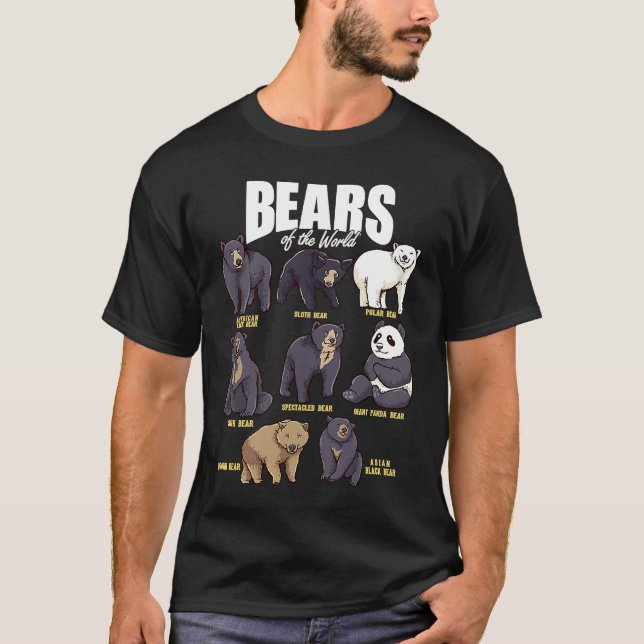 T-shirt Bears Animals of the World Wildlife Zoo Animal Bea (Devant)