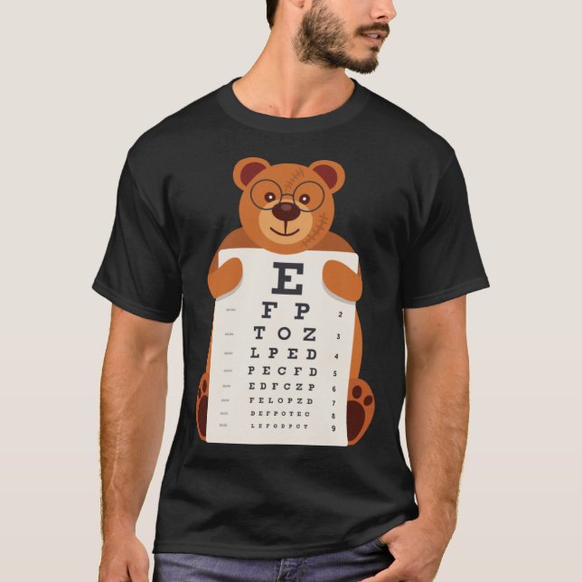 T-shirt Bears Baby Bear Holding Eye Chart Artistic Opticia (Devant)