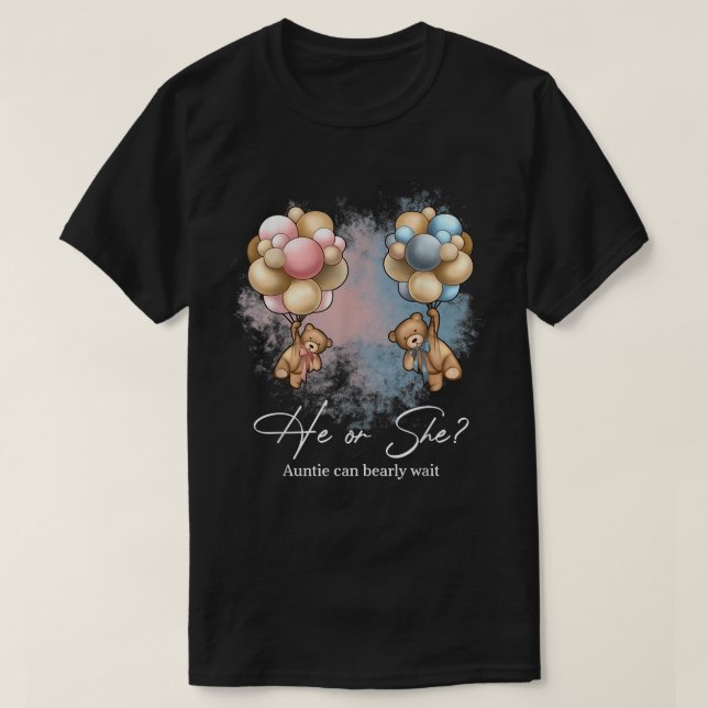 T-shirt Bears Balloons Auntie Peut Attendre Rapidement Gen (Design devant)