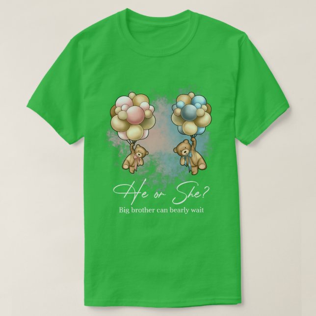 T-shirt Bears Balloons Big Brother peut attendre le genre (Design devant)