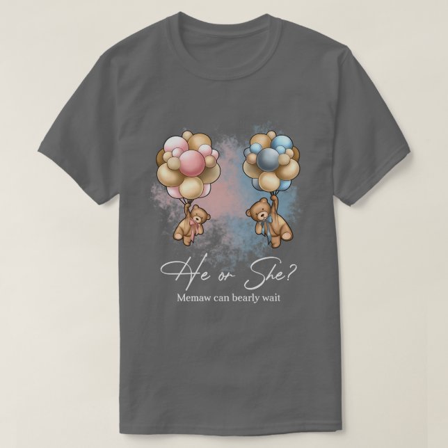 T-shirt Bears Balloons Memaw peut attendre avant la révéla (Design devant)