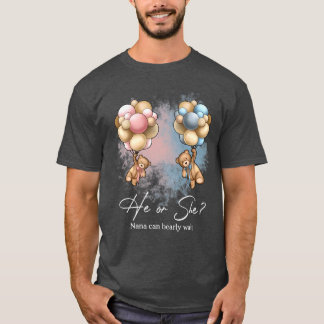 T-shirt Bears Balloons Nana Can Bearly Wait Gender Reveal 
