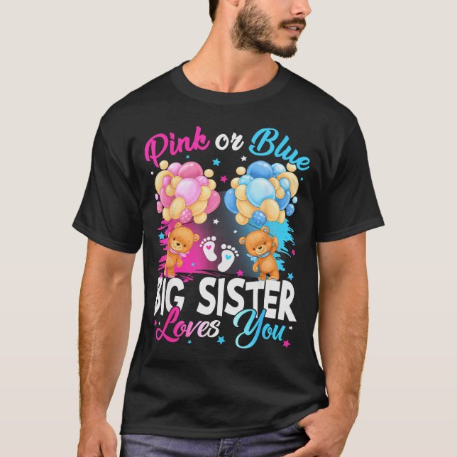 T-shirt Bears Nk Or Blue Big Sister Loves You Gender Revea (Devant)