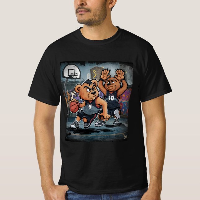T-SHIRT BEARS PLAYING BASKETBALL  (Devant)