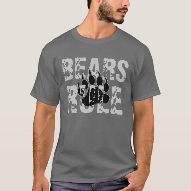 T-shirt Bears Rule Pare noir et argent Bear (Devant)