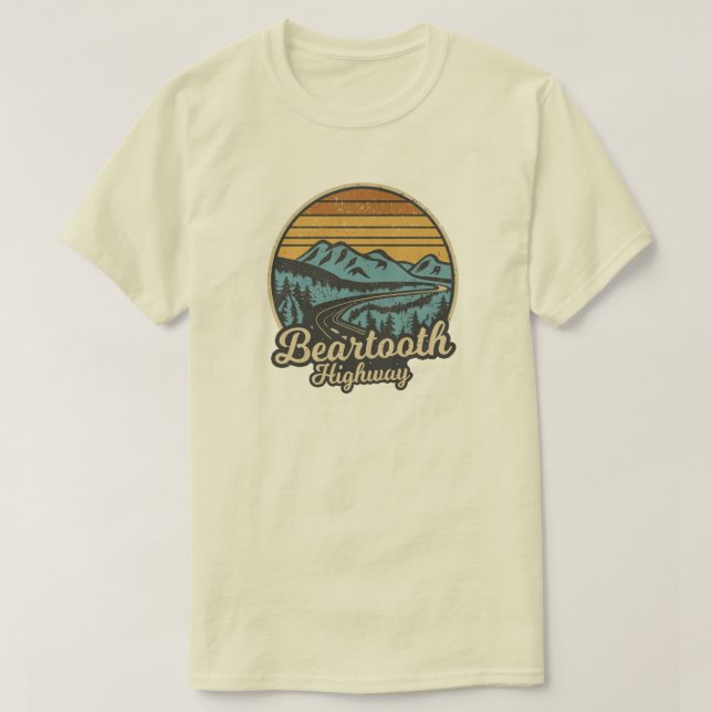 T-shirt Beartooth Highway Montana Wyoming Retro (Design devant)